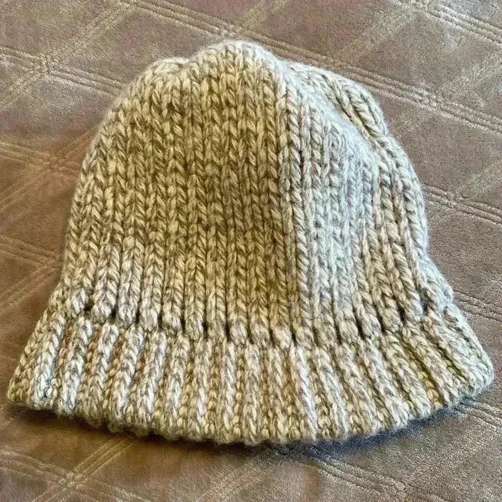 Vintage Gray Wool Adult Beanie Hat.